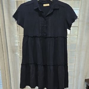 STAY Navy Babydoll Short-Sleeve Mini Dress